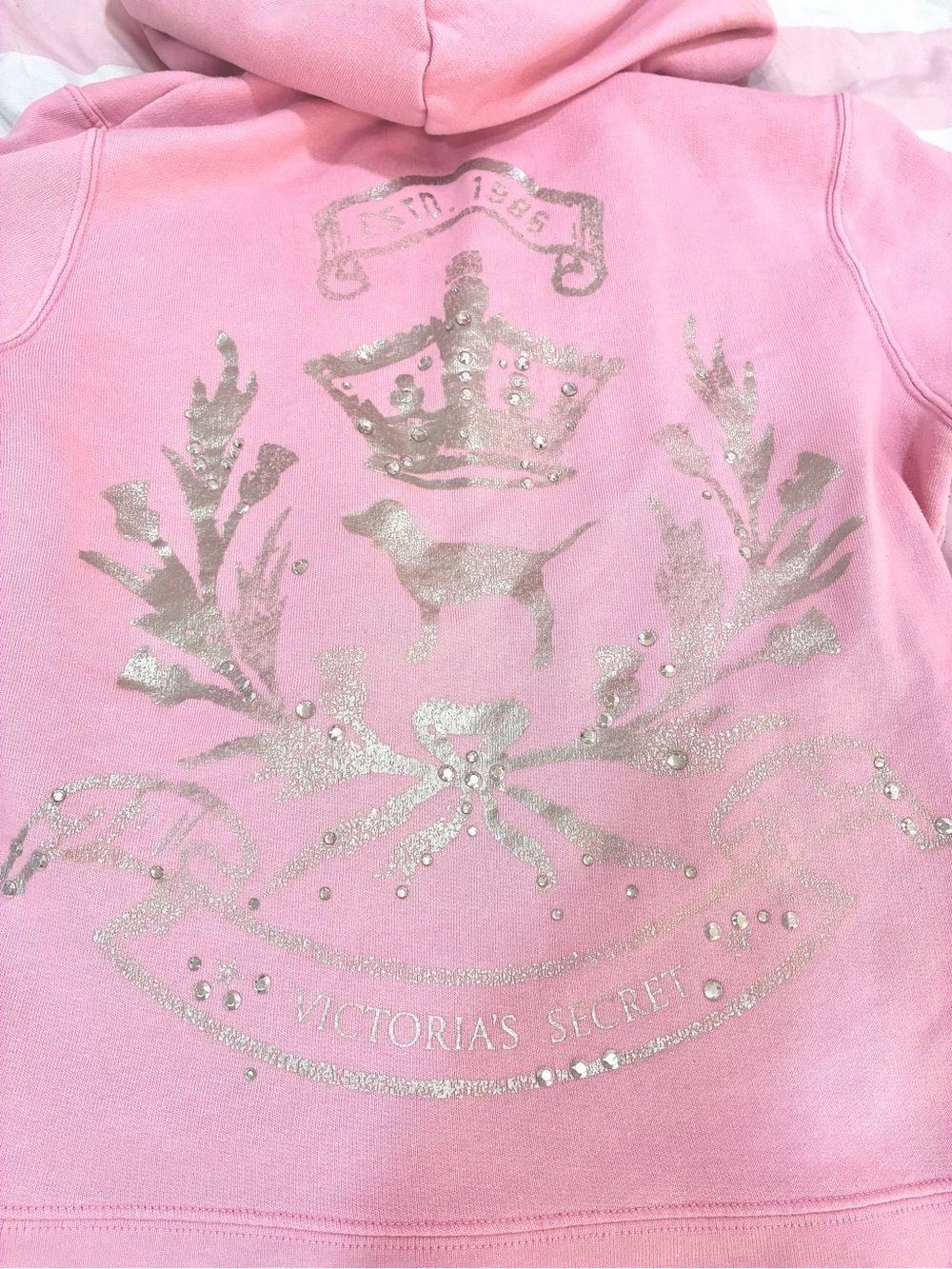 Vintage 2006 Victoria's Secret Pink Dog Logo Hoodie M - Picture 3 of 6